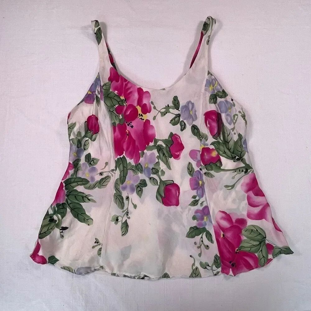 Victoria’s Secret Multicolor Silk Floral Scoop Neck Sleeveless Cami Top Large